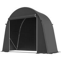 Outsunny 8 x 4 ft Garden Storage Tent, Waterproof Bike Tent with Roll-up Zipper Door and Galvanised Metal Frame, Dark Grey