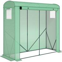 Outsunny Mini Greenhouse, Garden Tomato Growhouse with Roll-Up Door and 2 Mesh Windows, PE Cover, 200 x 75 x 188 cm, Green