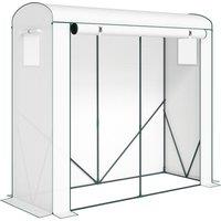 Outsunny Mini Greenhouse, Garden Tomato Growhouse with Roll-Up Door and 2 Mesh Windows, PE Cover, 200 x 75 x 188 cm, White