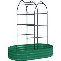 Outsunny Galvanised Raised Garden Bed with Arched Trellis, 5 x 3 x 6ft Metal Raised Bed for Garden with Open Bottom, Green