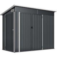 Outsunny 7.5 x 4.3ft Metal Garden Storage Shed, Waterproof Outdoor Shed with Triple Lockable Door, Gloves, Vents, Dark Grey