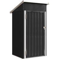 Outsunny 3.5 x 3 ft Outdoor Storage Shed with Sloping Roof, Lockable Door, 2 Vents and Gloves for Garden, Dark Grey