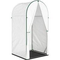 Outsunny Mini Greenhouse, Portable Green House with Roll-Up Door, PE Base, Small Greenhouse, 100 x 100 x 195 cm, White