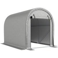 Outsunny 1.6 x 2.4m Garden Storage Shed Tent, Waterproof Bike Shed with Roll-up Zipper Door, Galvanised Metal Frame, Light Grey