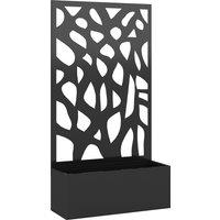 Outsunny Metal Raised Garden Bed with Trellis, Outdoor Planter Box with Privacy Screen, Elevated Garden Box for Climbing Plants