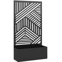 Outsunny Metal Garden Bed for Garden with Trellis, Raised Garden Bed with Privacy Screen, Geometric Slatted Cut-Out