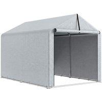 Outsunny 1.6 x 2.2m Garden Shed Tent, Waterproof Outdoor Storage Tent, Roll-up Zipper Door Galvanised Steel Frame, Light Grey