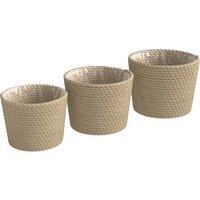 Outsunny Seagrass Planters Set of 3 Plant Pots for Indoor Outdoor Patio Balcony Natural