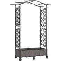 Outsunny Raised Garden Bed with Arch Trellis, Raised Bed for Garden on Wheels with Side Trellis, Self Watering Planter Box