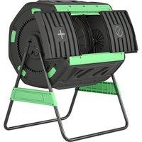 Outsunny Garden Compost Bin, 200L Dual Chamber Tumbling Composter with Adjustable Vents, BPA Free Compost Tumbler, Green