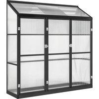 Outsunny Polycarbonate Greenhouse with 3 Hinged Doors, Top Vent, Lean-to Green House, Walk-in Greenhouse, 6 x 1.5ft, Black