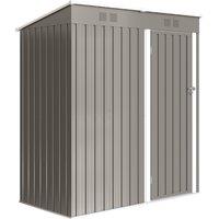 Outsunny 5 x 3 ft Lean-to Garden Shed, Outdoor Storage Shed with Lockable Door and Vents, Light Grey
