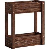 Outsunny 2-Tier Wooden Raised Planter, Raised Garden Bed on Legs with Drainage Holes and Bed Liner, Elevated Garden Planter