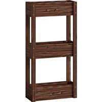 Outsunny 3-Tier Wooden Raised Planter, Raised Garden Bed on Legs with Drainage Holes and Bed Liner, Elevated Garden Planter