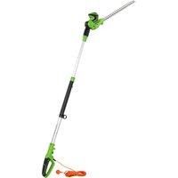 Outsunny 2.6m Corded Extendable Hedge Trimmer with 90 Adjustable Head, 450W Telescopic Electric Hedge Cutter Long Reach