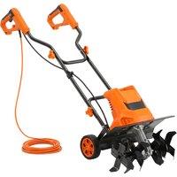 Outsunny 1500W Electric Garden Tiller w/Foldable Handle, 40cm Working Width, 20cm Tilling Depth, 6 Blades, 2 Adjustable Wheels