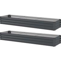 Outsunny 60 x 240cm Galvanised Steel Planter, with Open Bottom, Pack of 2