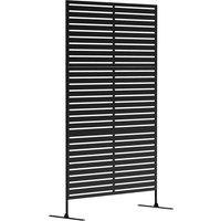 Outsunny Decorative Privacy Fence Screen, Metal Outdoor Privacy Screen Climbing Plant Trellis with Stand, 122 x 198 cm, Black