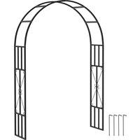 Outsunny Steel Garden Arch, 2.2m High x 1.5m Wide Metal Garden Trellis for Climbing Plants Roses Wisteria Vines, Outdoor Wedding Arch for Bridal Party Ceremony Decoration, Black
