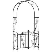 Outsunny 2.17m Steel Garden Arch with Gate, Wedding Arch for Outdoor, Garden, 107W x 45D x 217H cm Black