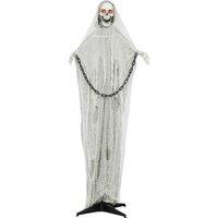Outsunny 183 cm Life Size Halloween Animated Skeleton Grim Reaper with Glowing LED Eyes, Scary Halloween Decorations, Battery Operated, Indoor Party Props