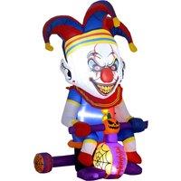 Outsunny 4ft Halloween Inflatable Clown on Bicycle, Blow Up Outdoor Halloween Decoration with 3 Built-in LED Lights for Garden, Party Indoor Outdoor