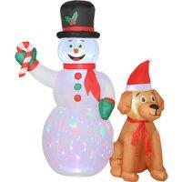 Outsunny 6FT Christmas Inflatables Snowman & Dog with Built-in LED Lights and Flashing Light, Blow Up Christmas Inflatable Decoration for Indoor Outdoor Decor, Garden