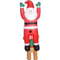 Outsunny 7FT Hanging Christmas Inflatable Santa with Dog, Christmas Blow Up Decoration with Built-in LED Lights for Garden, Indoor Outdoor Home Decor