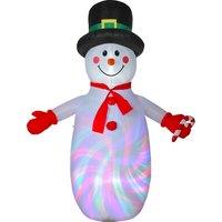 Outsunny 8FT Christmas Inflatable Outdoor Decoration with Dynamic Disco & LED Lights, Self-Inflating Christmas Blow Up Snowman for Garden, Indoor Outdoor Home Decor