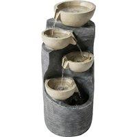 Outsunny Garden Water Feature, Outdoor Water Fountain with LED Lights and Pump, 5 Tier Cascading Waterfall Fountain for Indoor