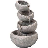 Outsunny 4-Tier Water Fountain Outdoor, Garden Water Feature with LED Lights and Pump, Freestanding Resin Waterfall for Patio