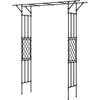 Outsunny Garden Arch, PE-Coated Steel Arbour Trellis for Climbing Plants, Rose Arch, 180 x 40 x 215 cm, Black