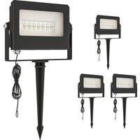Outsunny 32W LED Floodlights, Linkable 4-Pack Landscape Lighting with Remote Control, RGB Colour Changing, UK Plug, Black