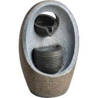 Outsunny Water Feature with 2-Tier Bowls, Garden Water Fountain with Pump and LED Lights, Resin Cascading Waterfall