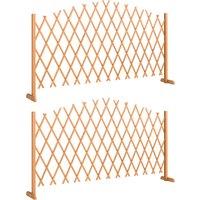 Outsunny 2 Pack Expanding Fence Panels, Wooden Freestanding Garden Fence with Stable Feet, 180 x 30 x 103cm, Brown