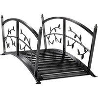 Outsunny 1.2M Metal Garden Bridge with Safety Railings, Outdoor Pond Bridge, Arch Decorative Footbridge for Creek Stream