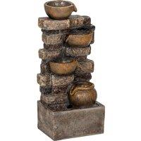 Outsunny 28" 5-Tier Outdoor Fountain, Cascading Waterfall Feature with LED Lights, Adjustable Flow, Rustic Brown