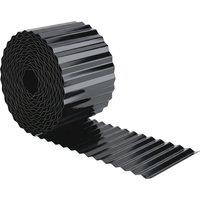 Outsunny Metal Garden Edging Border, 8 in x 21.3 ft Corrugated Heavy Duty Galvanised Steel Lawn Edging, Dark Grey