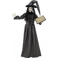 HOMCOM 180cm Life Size Animated Witch Halloween Decorations Outdoor Indoor, Scary Halloween Animatronics Decor