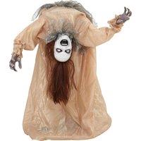 HOMCOM Animated Halloween Ghost, Halloween Animatronics with Creepy Screams, Glowing Eyes, Sound/Touch Activated