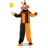 HOMCOM 190cm Life Size Animated Clown Halloween Decoration, Scary Halloween Animatronics Decor with Sound Touch Activated