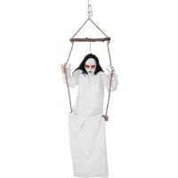 HOMCOM 170cm Animated Hanging Swing Ghost Halloween Decoration, Sound Touch Activated Ghost Halloween Animatronic