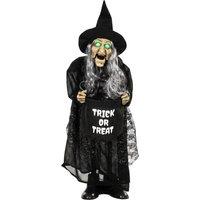 HOMCOM 94cm Animated Witch Halloween Decoration, Scary Halloween Animatronics Decor with Sound Touch Activated & Light Up Eyes
