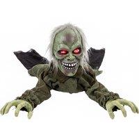HOMCOM Halloween Decoration Halloween Animatronic Crawling Zombie with Light-Up Eyes and Creepy Sound