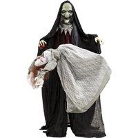 HOMCOM Halloween Animated Standing Witch with Floating Ghost Decoration with Rising and Falling Motion
