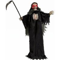 HOMCOM 170cm Life Size Animated Grim Reaper Halloween Decoration, Scary Halloween Animatronics Decor with Sound Touch Activated