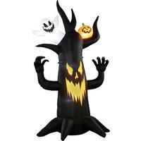 Outsunny 8 FT Halloween Inflatable Spooky Tree, Blow Up Decoration with Ghost and Pumpkin for Garden Indoor Outdoor Decor