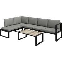Outsunny 4 Piece Garden Furniture Set, Garden Sofa Set with 2 Loveseats, Armless Chair, Coffee Table for Balcony, Dark Grey