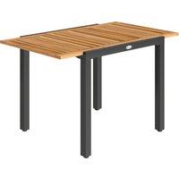 Outsunny Patio Dining Table Expandable Outdoor Dining Table Acacia Wood Top 80-120 cm Natural and Black
