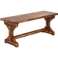 Outsunny Rustic Wooden Garden Bench, Backless Outdoor Bench Patio Loveseat with X-Shape Base for Porch, Park, Carbonised Finish